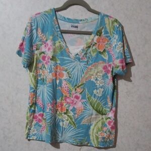 Basic Editions Blue Pink Short Sleeve Tee